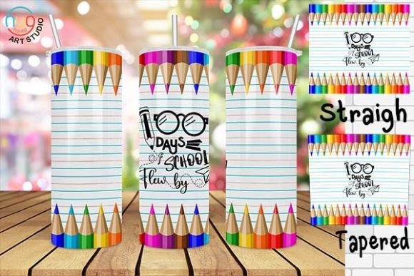 100 Days of School 20oz Skinny Tumbler Wraps Graphics