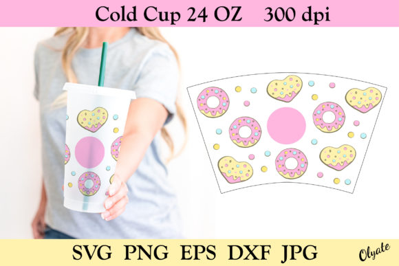 24 OZ Cold Cup Donut Tumbler Valentine Graphics for Crafts