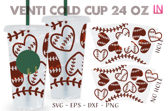 Baseball Heart 24 Oz Venti Cold Cup: Graphics & Crafts
