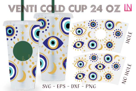 Boho Evil Eye Night 24 Oz Venti Cold Cup