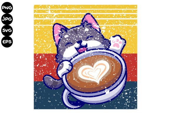 Cat with Coffee Cup, Coffee: Graphics & Illustrations Review