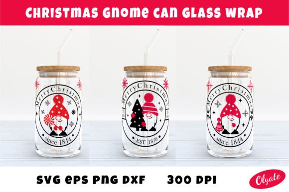 Christmas Gnome Glass Wrap SVG for Crafts & Graphics
