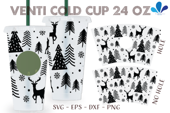 Christmas Reindeer Pattern Venti Wrap: Graphics & Crafts Review