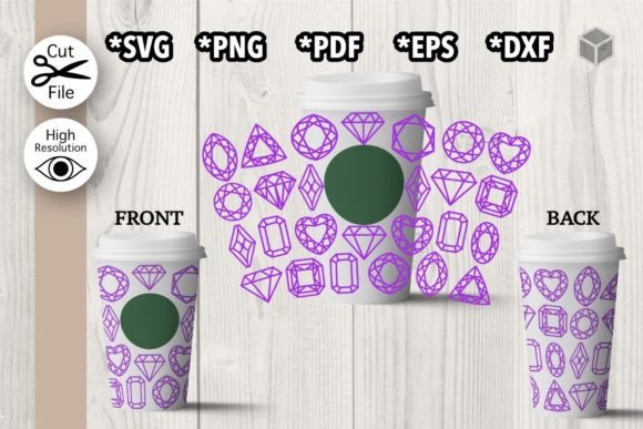 Gemstones Hot Cup Wrap Template Graphics Review