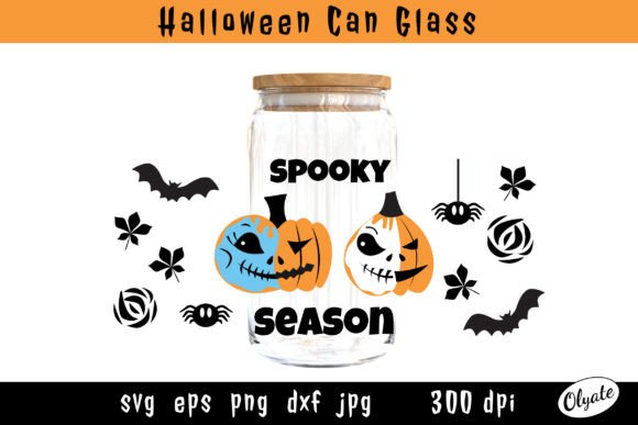 Halloween Can Glass Wrap: Spooky Season Graphics for Crafts