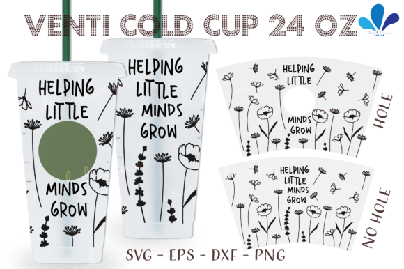 Helping Little Mind Grow Flower Wrap SVG for Crafts & Graphics