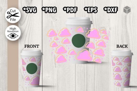Magical Pink Clouds Hot Cup Wrap Templat