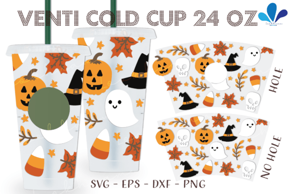 Maple Fall Halloween Ghost Venti Wrap: Graphics & Crafts