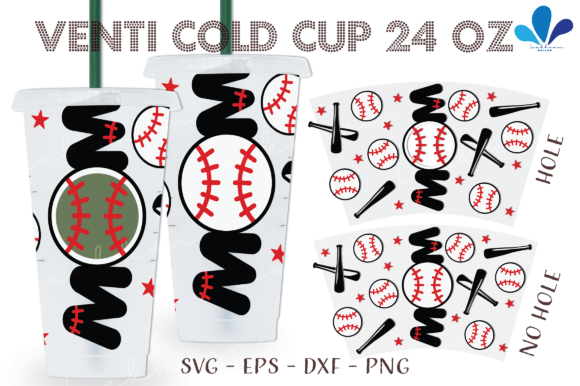 Mom Baseball Team Venti 24 Oz Wrap SVG: Graphics & Crafts