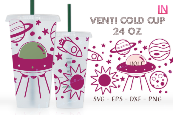 Outer Space 24 Oz Venti Cold Cup Wrap: Graphics & Crafts