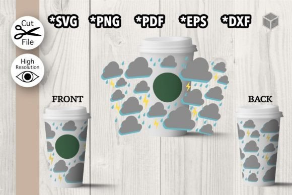 Rainy Storm Clouds Cup Wrap: Graphic Templates Review