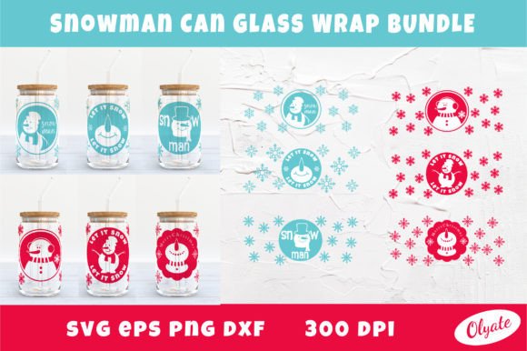 Snowman 16OZ Can Glass Wrap SVG Graphics for Crafts