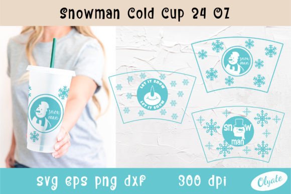 Snowman 24 OZ Cold Cup Wrap Graphics for Crafts
