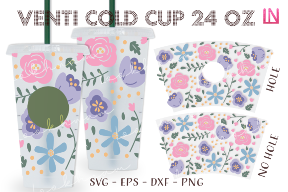 Spring Floral 24 Oz Venti Cup Wrap for Crafts & Graphics