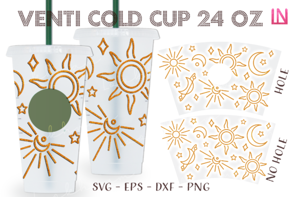 Sun Moon Star 24 Oz Cup Wrap for Graphics & Crafts