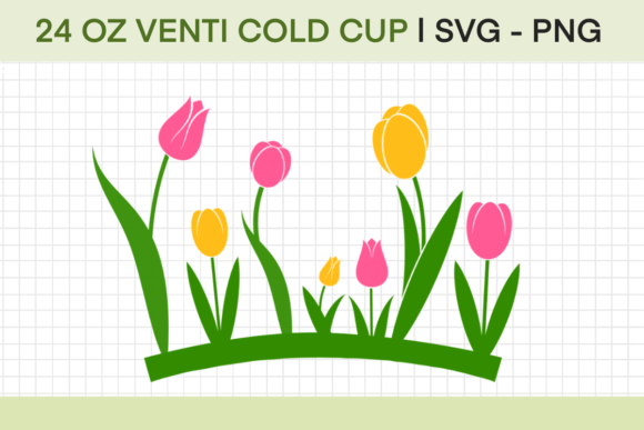 Tulip Flowers 24oz Venti Cold Cup Graphics for Crafts