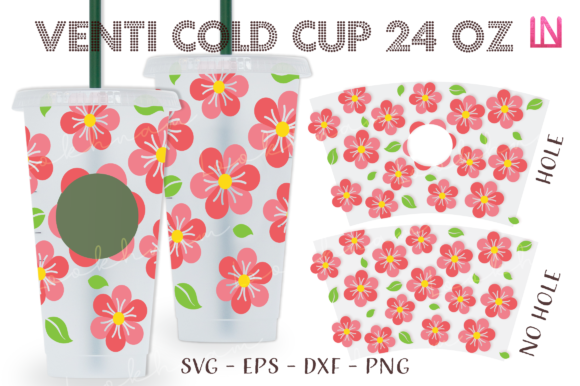 Two Tone Pink Flower Venti Cold Cup Wrap: Graphics & Crafts Review