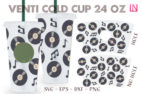 Vinyl Record Music Cup Wrap: Graphics & Crafts Asset
